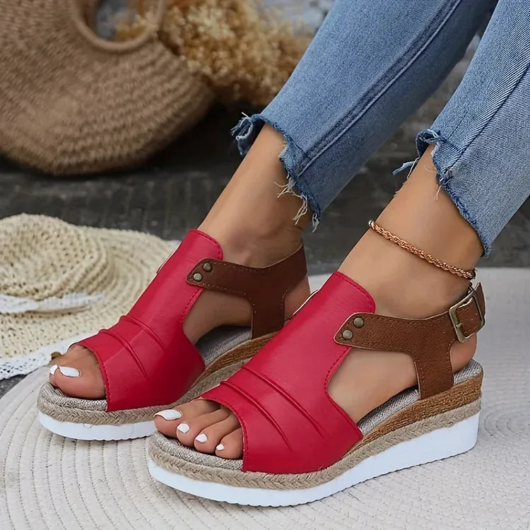 🔥 Women's Comfy Ankle Buckle Strap Platform Leather Orthopedic Sandals