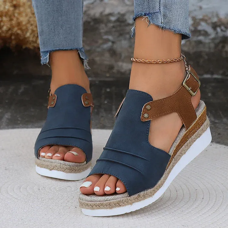 🔥 Women's Comfy Ankle Buckle Strap Platform Leather Orthopedic Sandals