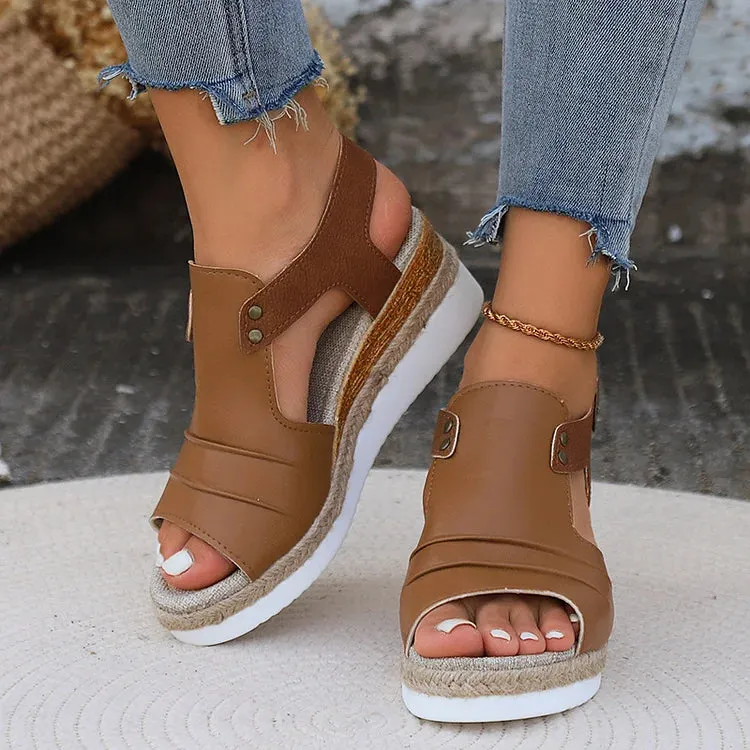 🔥 Women's Comfy Ankle Buckle Strap Platform Leather Orthopedic Sandals