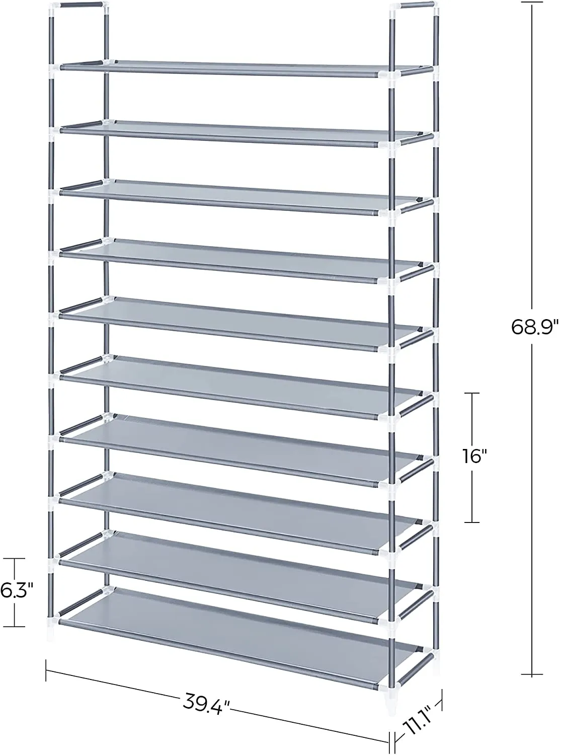 10-Tier Shoe Rack, Storage Storage Organizer, Holds up to 50 Pairs, Metal Frame, Non-Woven Fabric