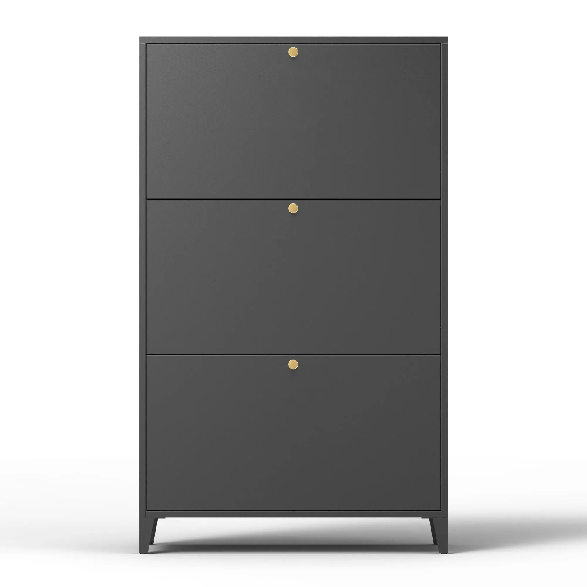 3 Drawer All Steel Shoe Cabinet – Eco-Friendly Freestanding Organizer with Adjustable Shelves & Locking Door