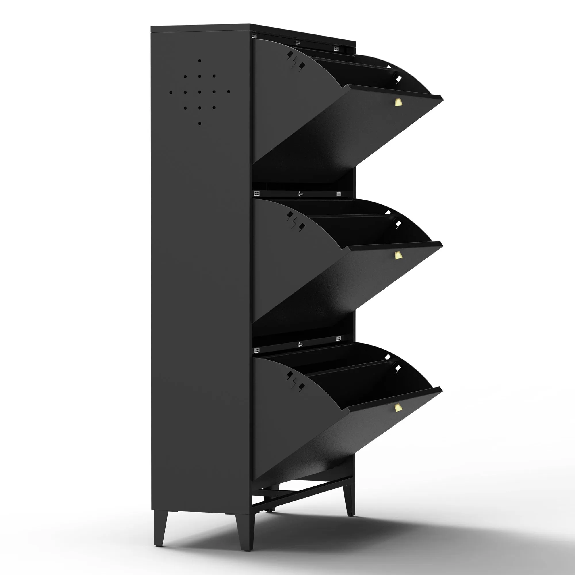 3 Drawer All Steel Shoe Cabinet – Eco-Friendly Freestanding Organizer with Adjustable Shelves & Locking Door