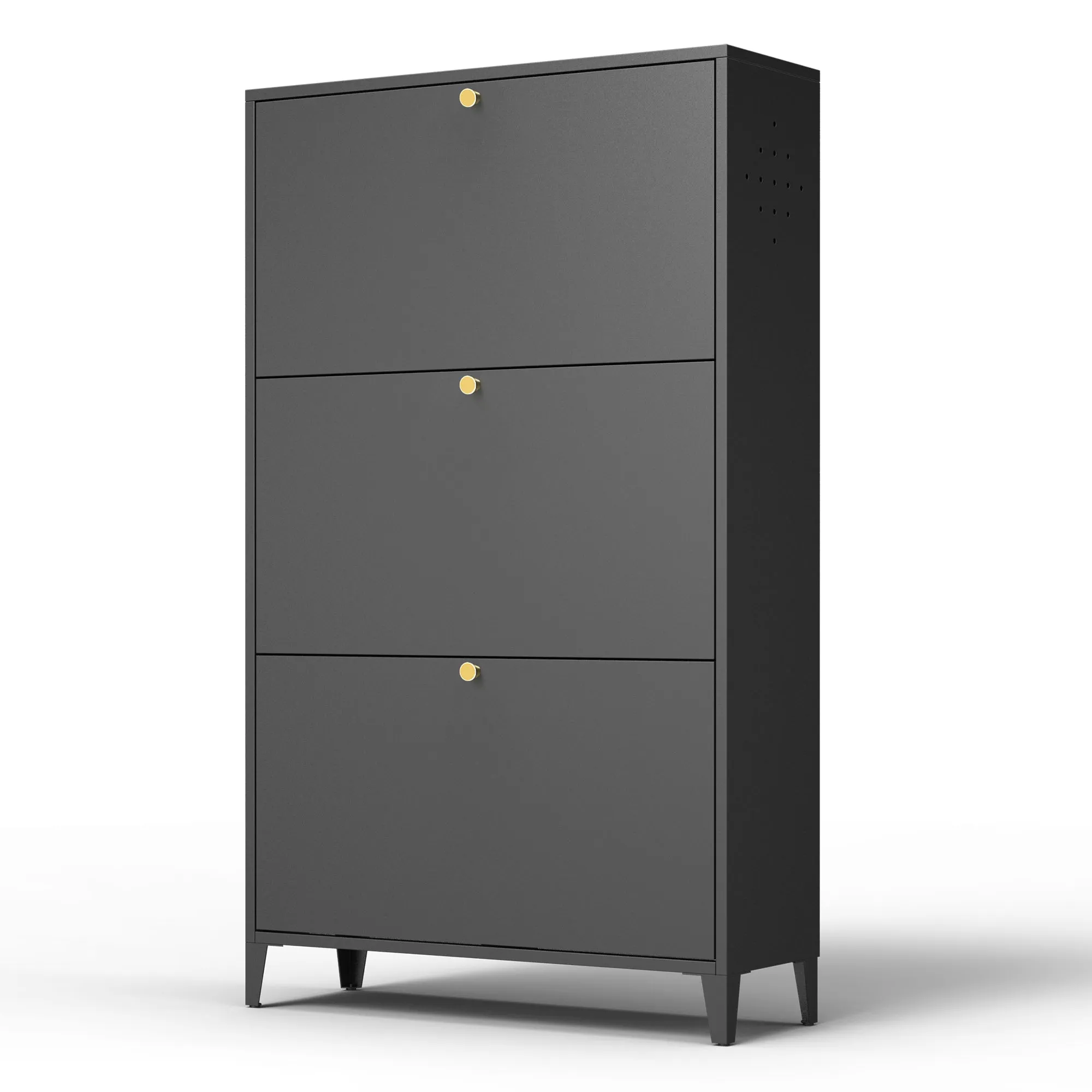 3 Drawer All Steel Shoe Cabinet – Eco-Friendly Freestanding Organizer with Adjustable Shelves & Locking Door