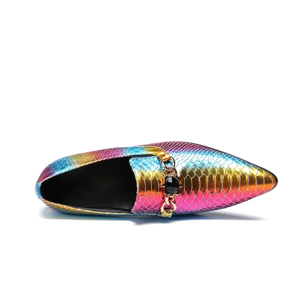 AOMISHOES™ Gem-Rainbow Alligator Loafer #8081