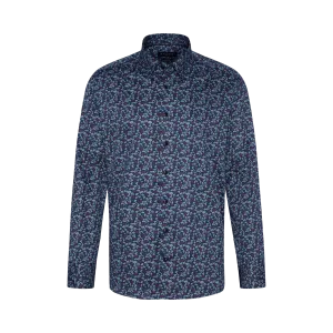 Bugatti Navy Based Floral Print Shirt