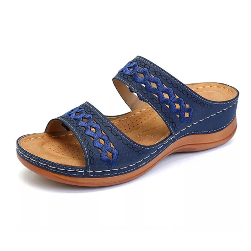 Cilool  With Arch  Support Women's Wedge Comfortable Platform Slippers