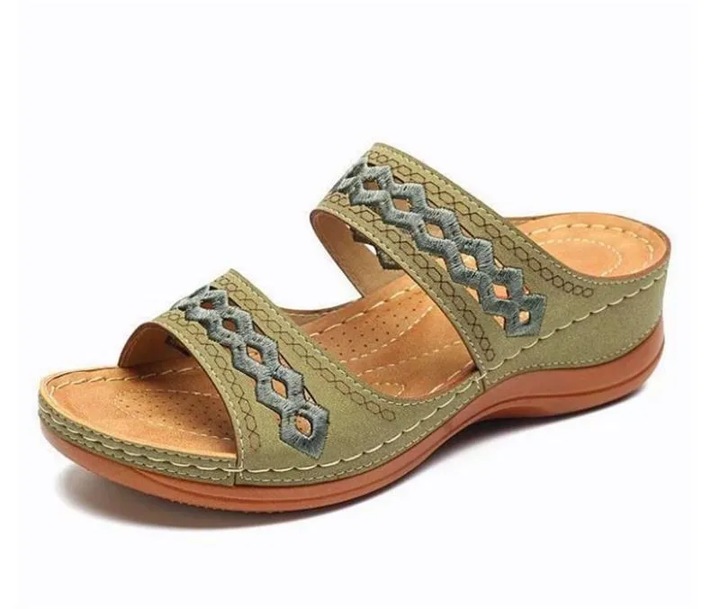 Cilool  With Arch  Support Women's Wedge Comfortable Platform Slippers