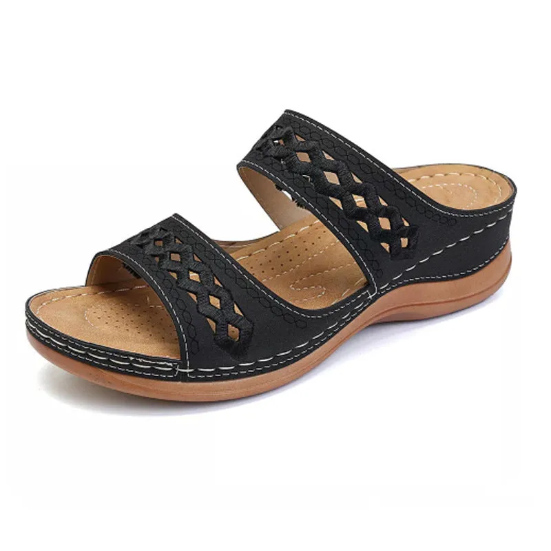 Cilool  With Arch  Support Women's Wedge Comfortable Platform Slippers