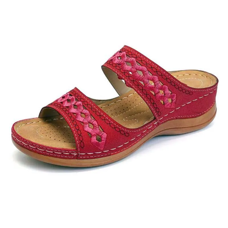 Cilool  With Arch  Support Women's Wedge Comfortable Platform Slippers