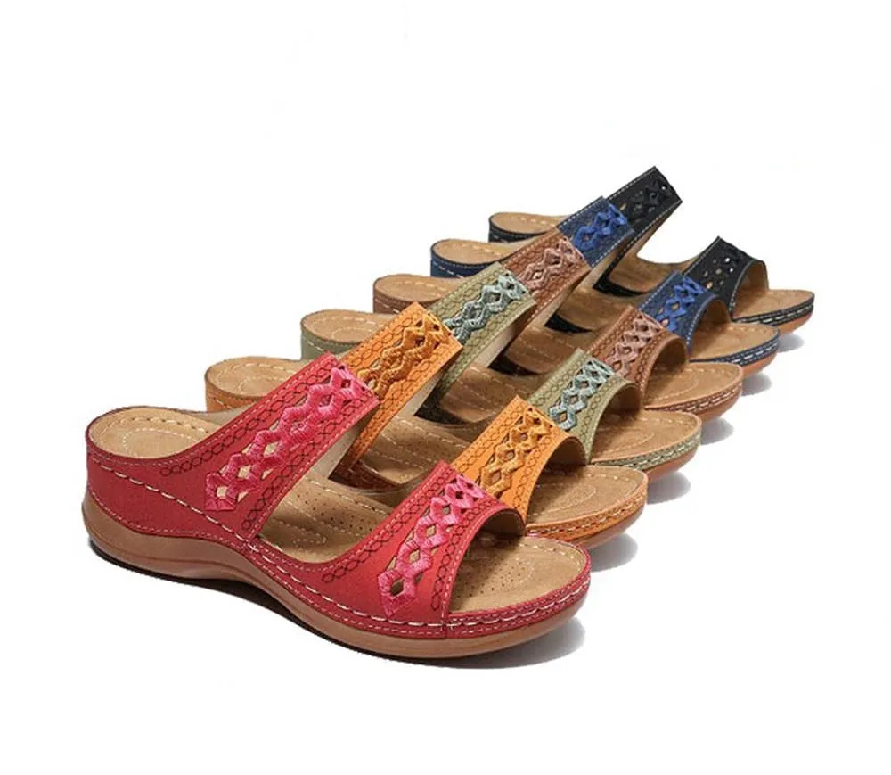 Cilool  With Arch  Support Women's Wedge Comfortable Platform Slippers