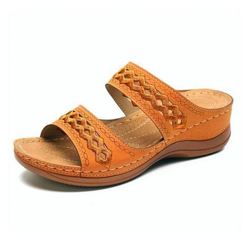 Cilool  With Arch  Support Women's Wedge Comfortable Platform Slippers