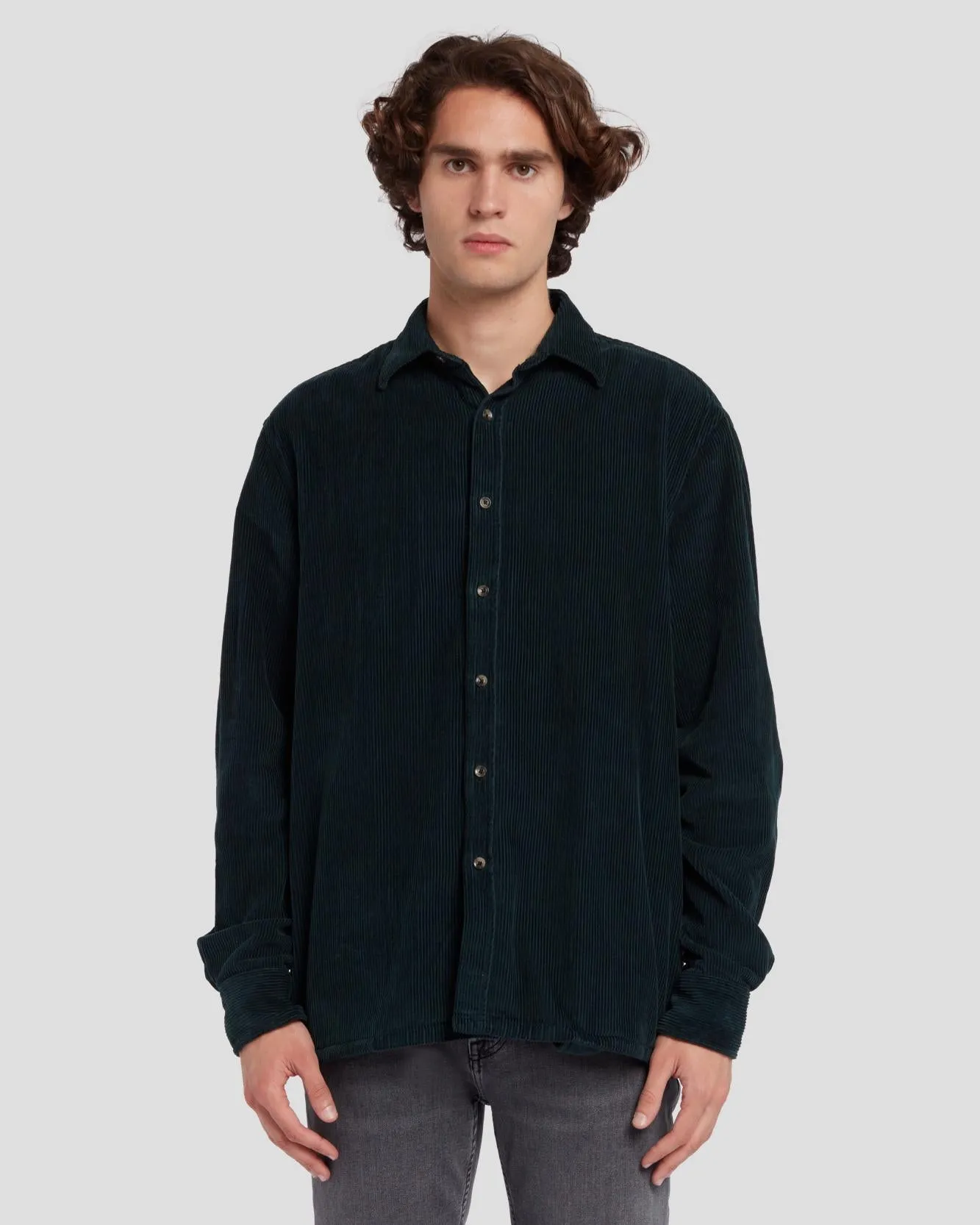 Corduroy Overshirt in Hunter Green
