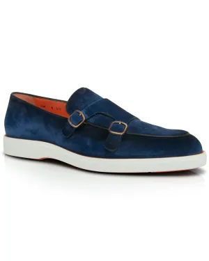 Drafts Double Monk Strap Loafer in Blue