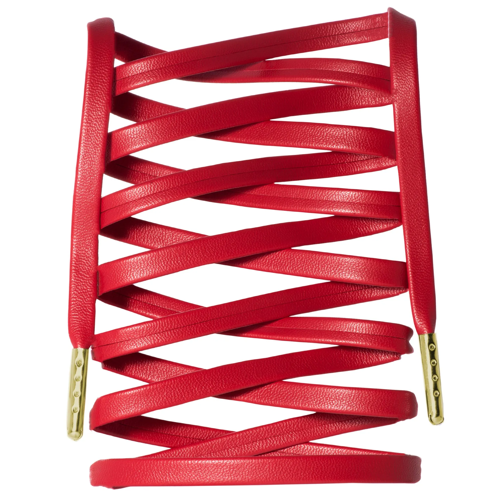 Flat Synthetic Leather Shoelaces w/ Gold Tips