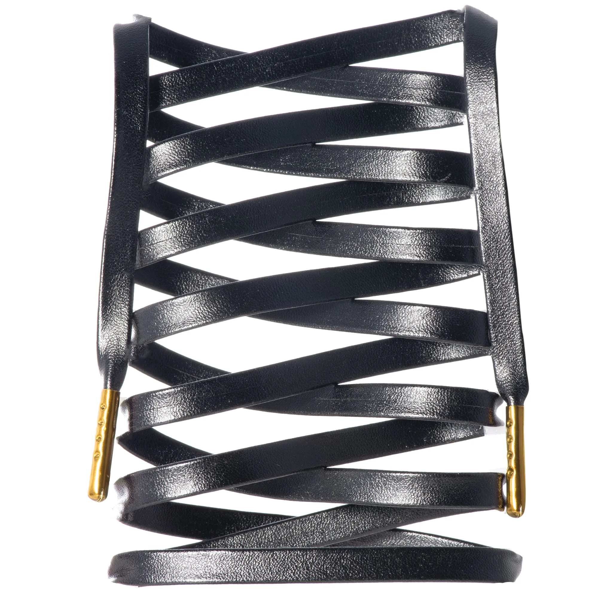 Flat Synthetic Leather Shoelaces w/ Gold Tips