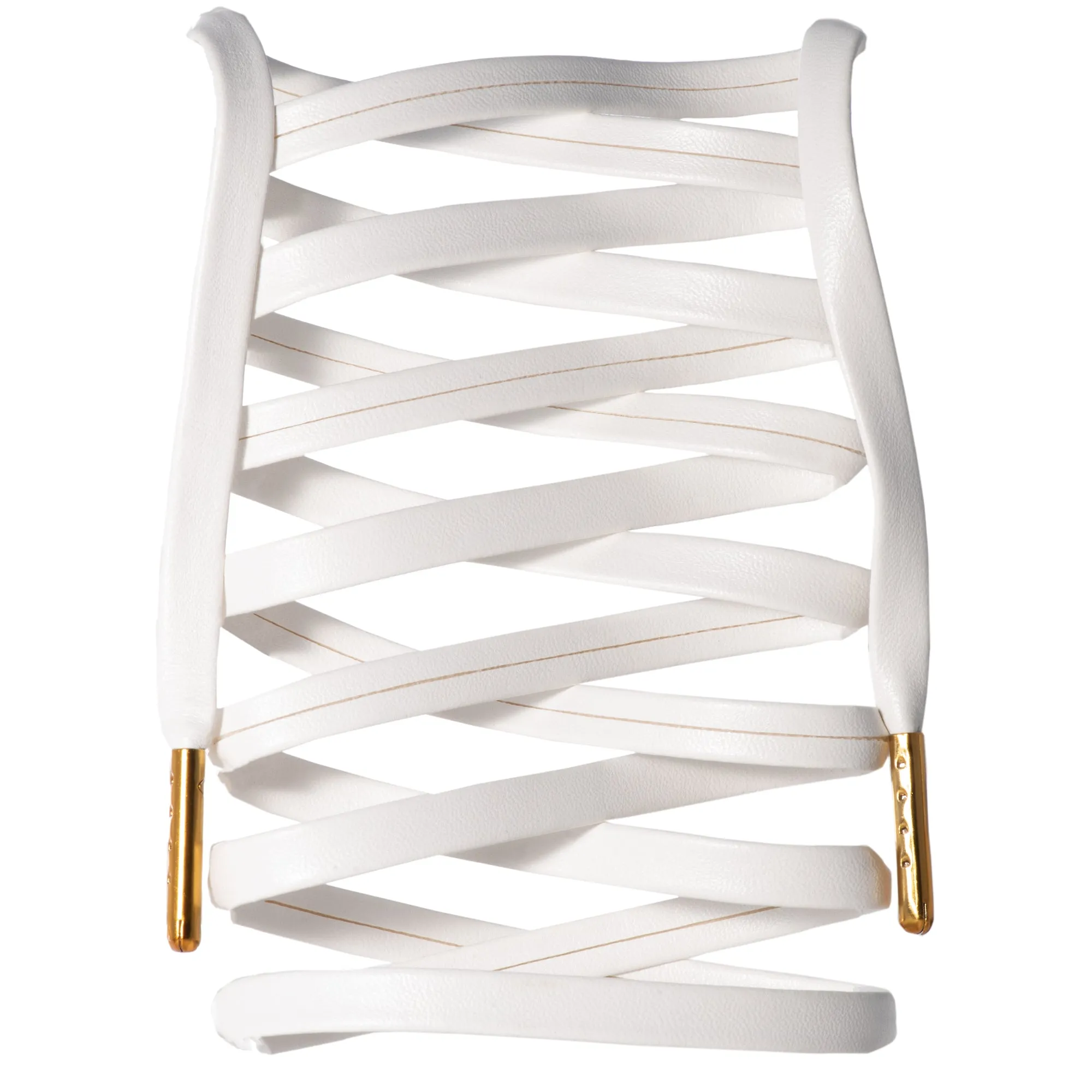 Flat Synthetic Leather Shoelaces w/ Gold Tips