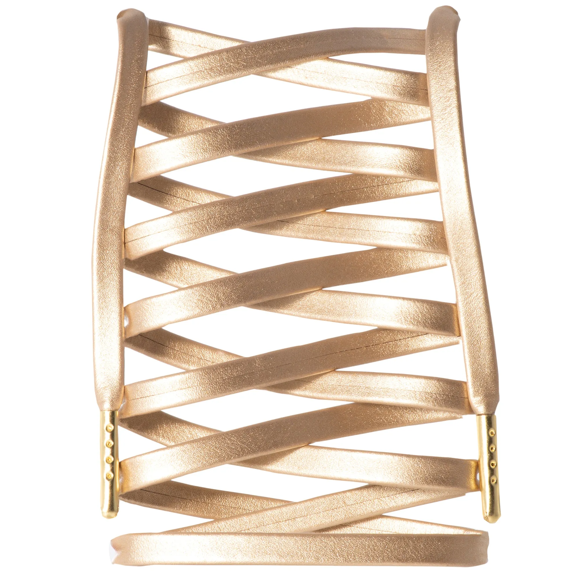 Flat Synthetic Leather Shoelaces w/ Gold Tips