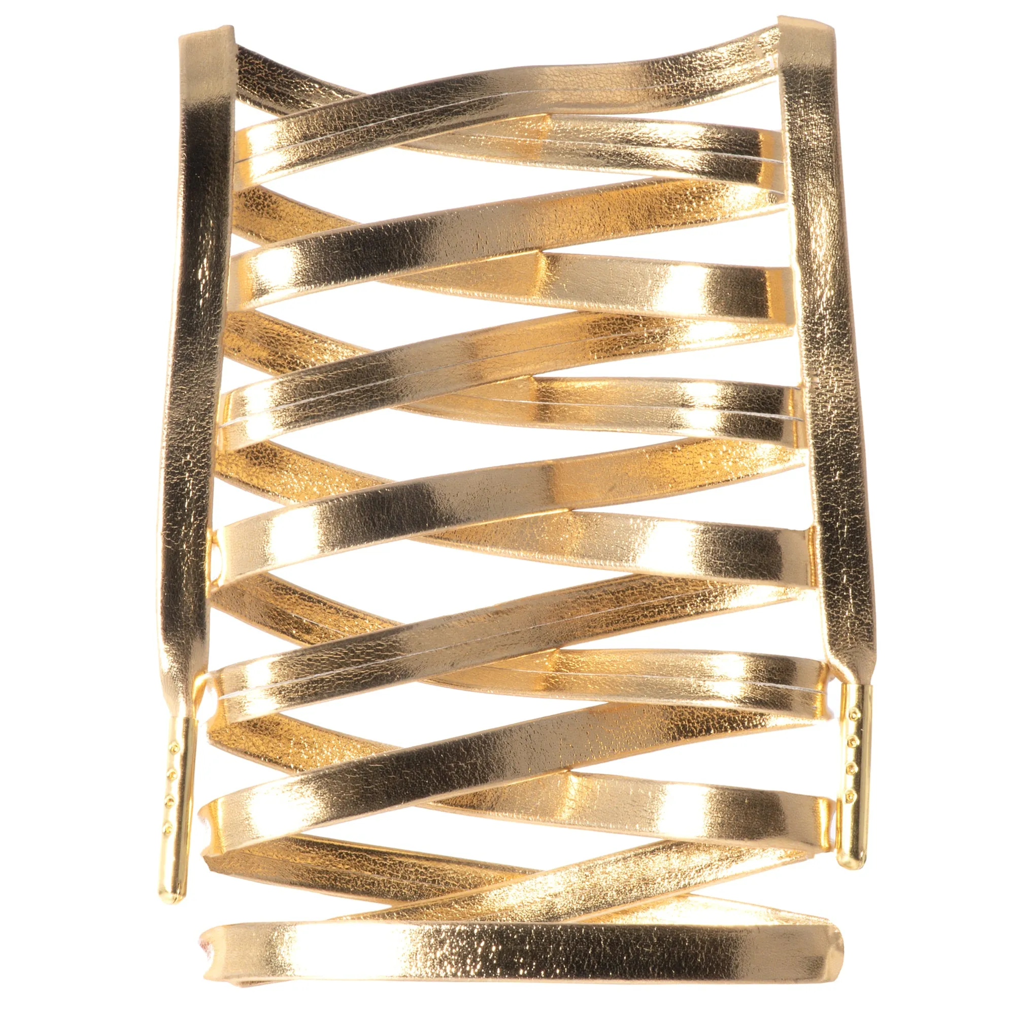 Flat Synthetic Leather Shoelaces w/ Gold Tips