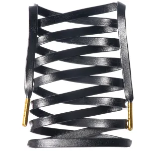 Flat Synthetic Leather Shoelaces w/ Gold Tips