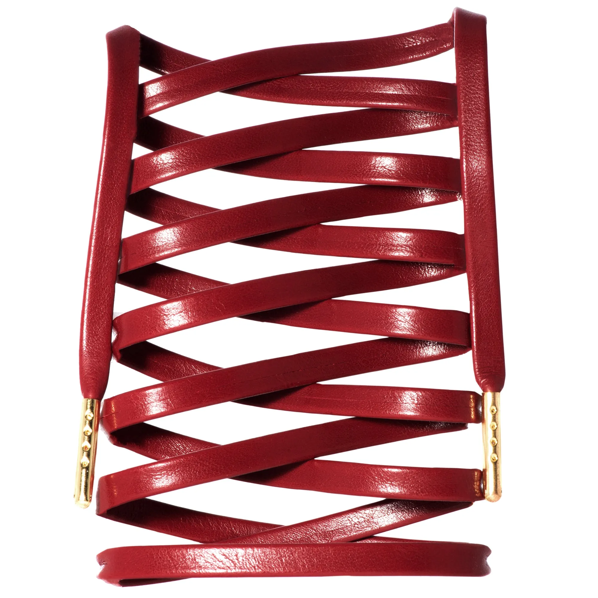 Flat Synthetic Leather Shoelaces w/ Gold Tips