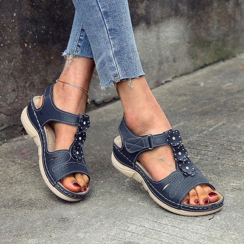 LADIES COMFY WEDGE SANDALS WITH FLOWER