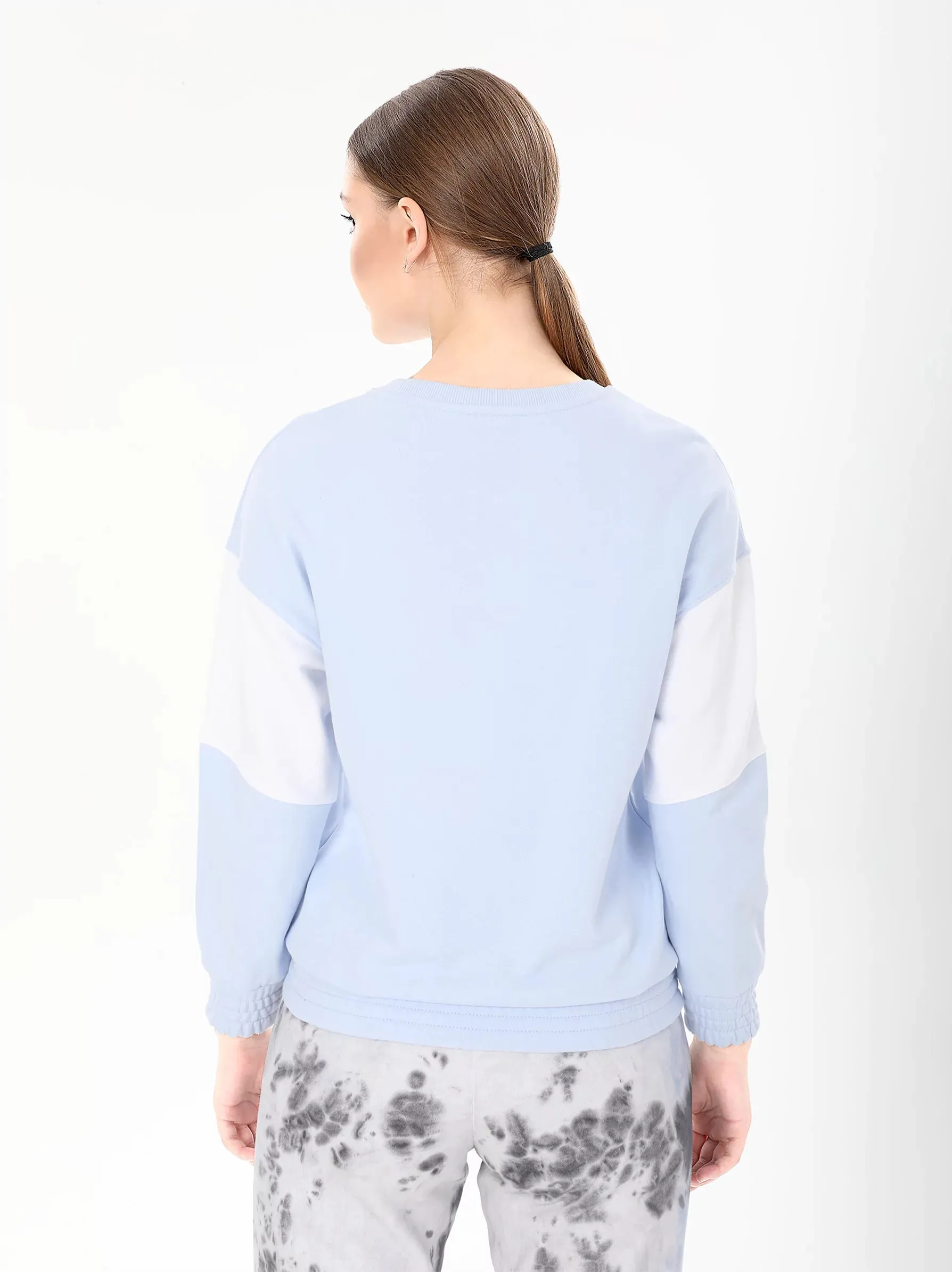 Light Blue Sleeve Panel Sweatshirt