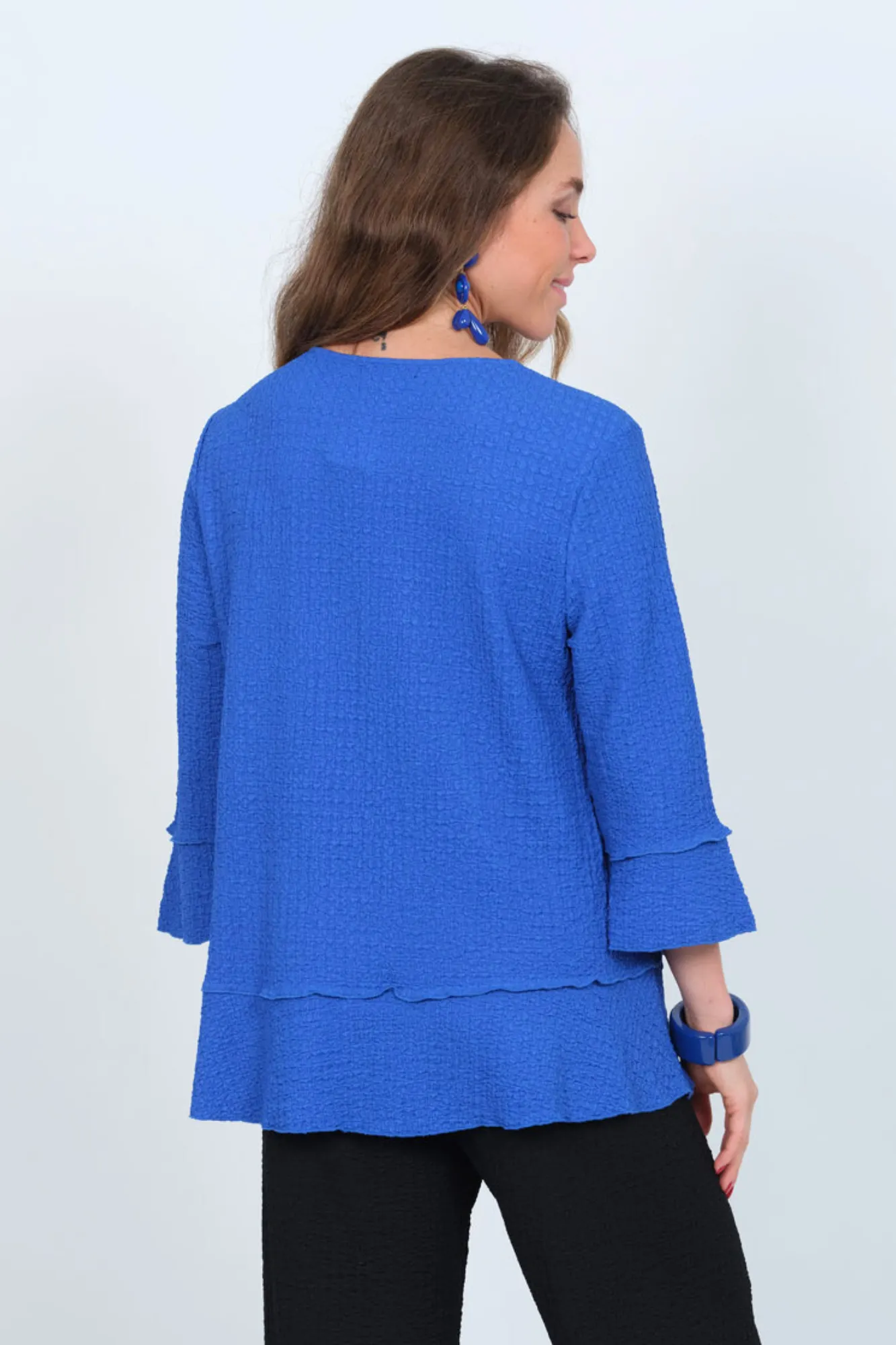 LIOR Women's Round Neck Tunic Blouse 3/4 Sleeves Side Pockets- "Kane"