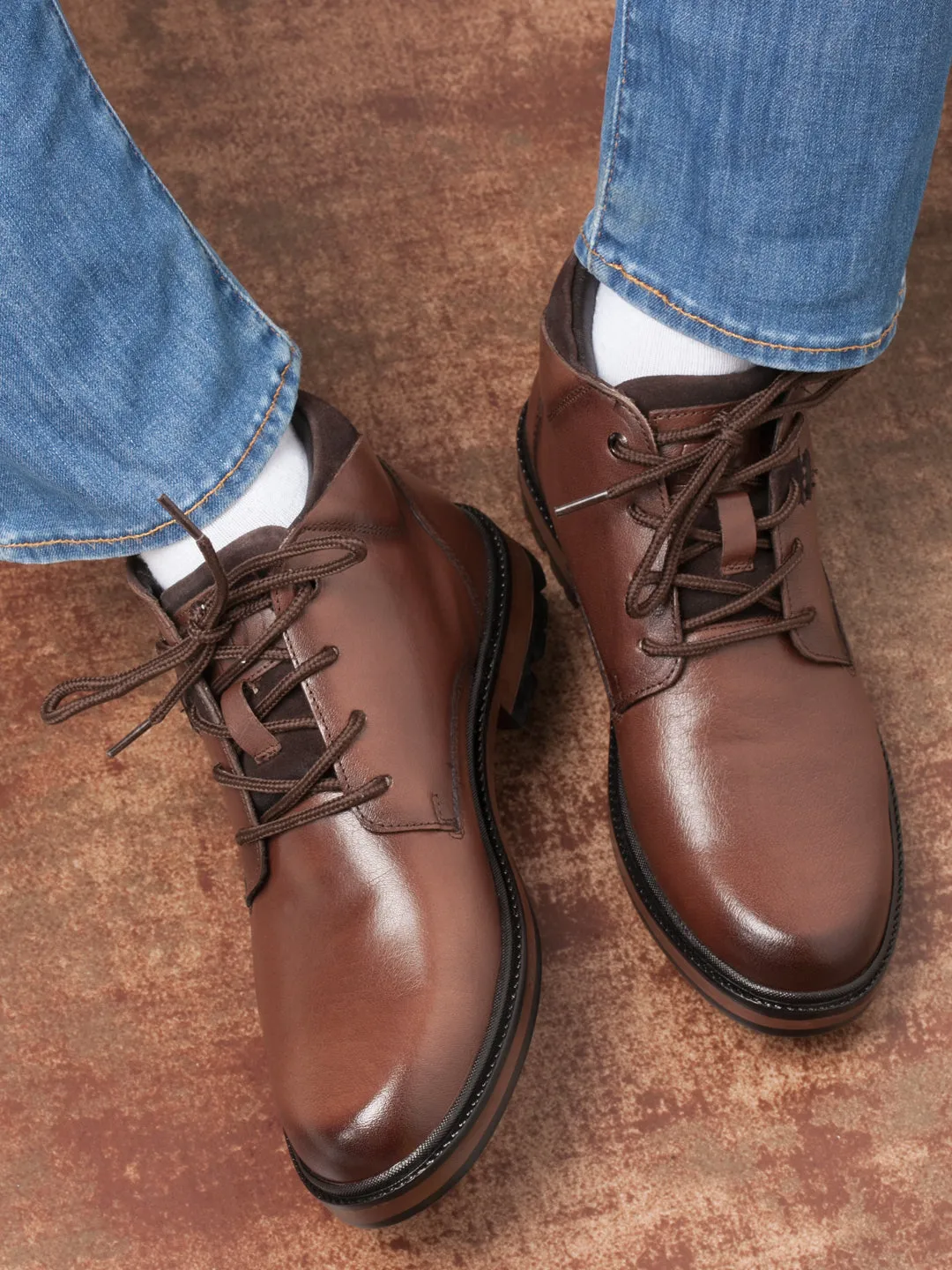Men's Brown Round Toe Casual Boot (ID1182)