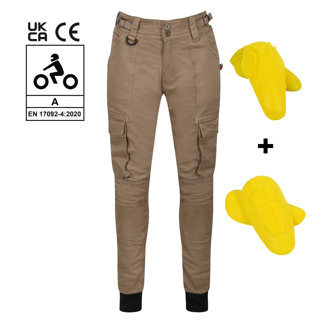 MotoGirl Lara Cargo Trousers Biege