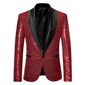 Red Sequin Tuxedo Jacket