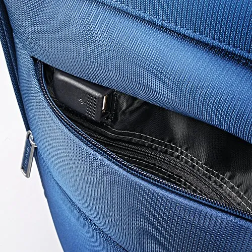 Samsonite Flexis Expandable Softside Carry On Luggage With Spinner Wheels, 19 Inch, Carbon Blue