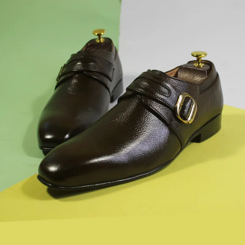 Single Monk Strap Leather Shoes