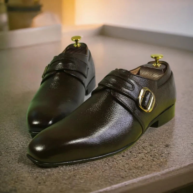 Single Monk Strap Leather Shoes