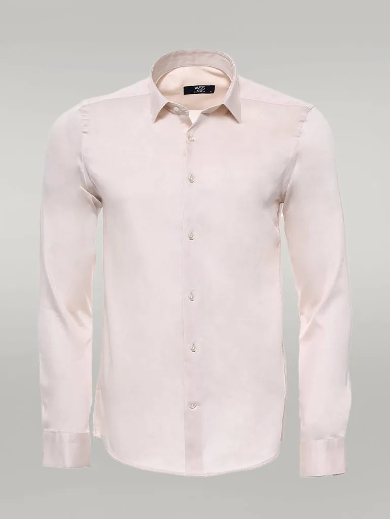 Slim Fit Long Sleeve Ivory Men Shirt - Wessi