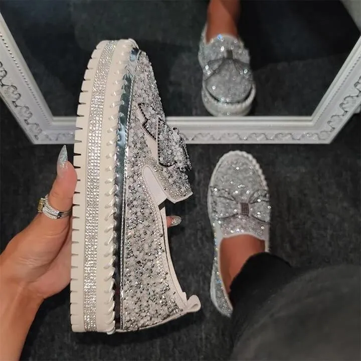 Sparkly Sneakers for Women With Cute Bowknot
