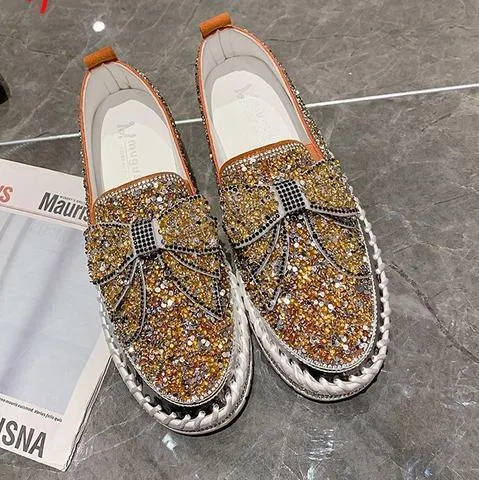 Sparkly Sneakers for Women With Cute Bowknot