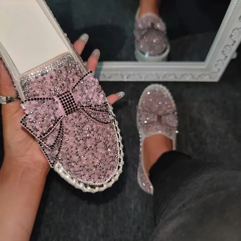 Sparkly Sneakers for Women With Cute Bowknot