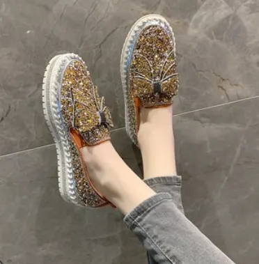 Sparkly Sneakers for Women With Cute Bowknot