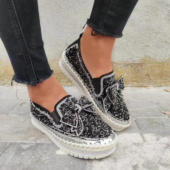 Sparkly Sneakers for Women With Cute Bowknot