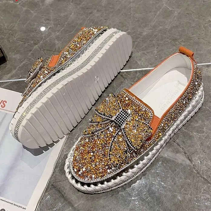Sparkly Sneakers for Women With Cute Bowknot