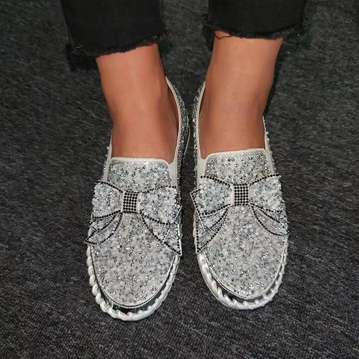 Sparkly Sneakers for Women With Cute Bowknot