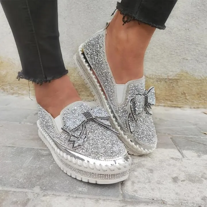 Sparkly Sneakers for Women With Cute Bowknot