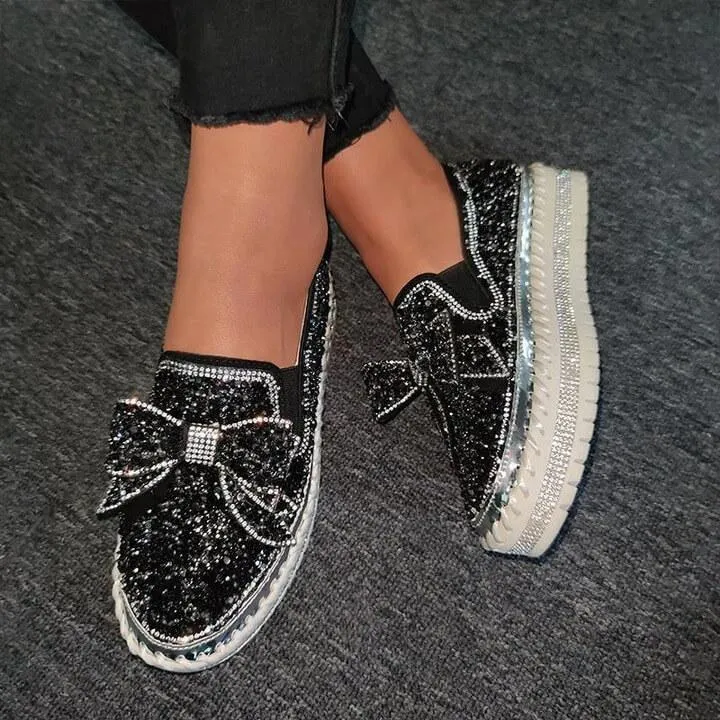 Sparkly Sneakers for Women With Cute Bowknot