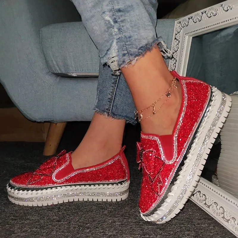 Sparkly Sneakers for Women With Cute Bowknot