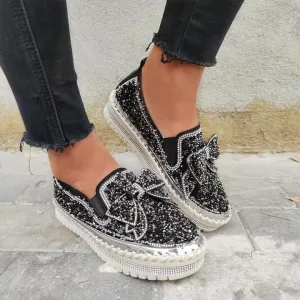Sparkly Sneakers for Women With Cute Bowknot