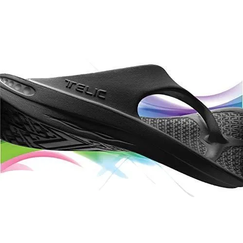Telic Energy Flip Flop - Comfort Sandals for Men and Women, Midnight Black, S (Women's 8)