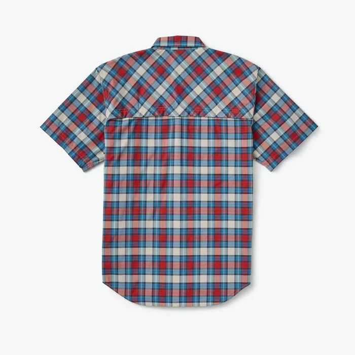 Twin Lakes Short Sleeve Sport Shirt (Blue   Red Plaid)