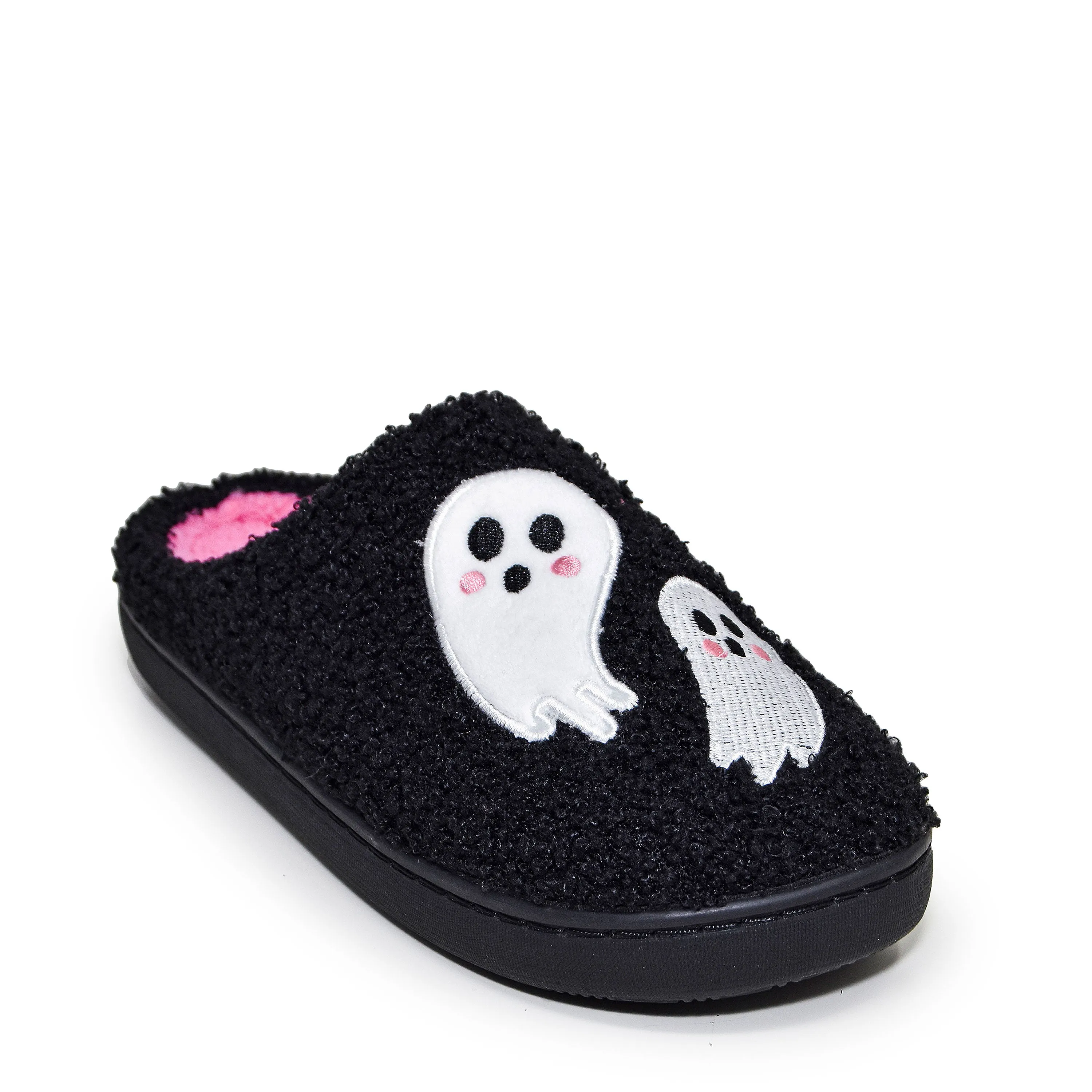 Wild Diva Women's Spooky Halloween Fuzzy Cute Ghosts Closed Toe Slide Slippers Slides