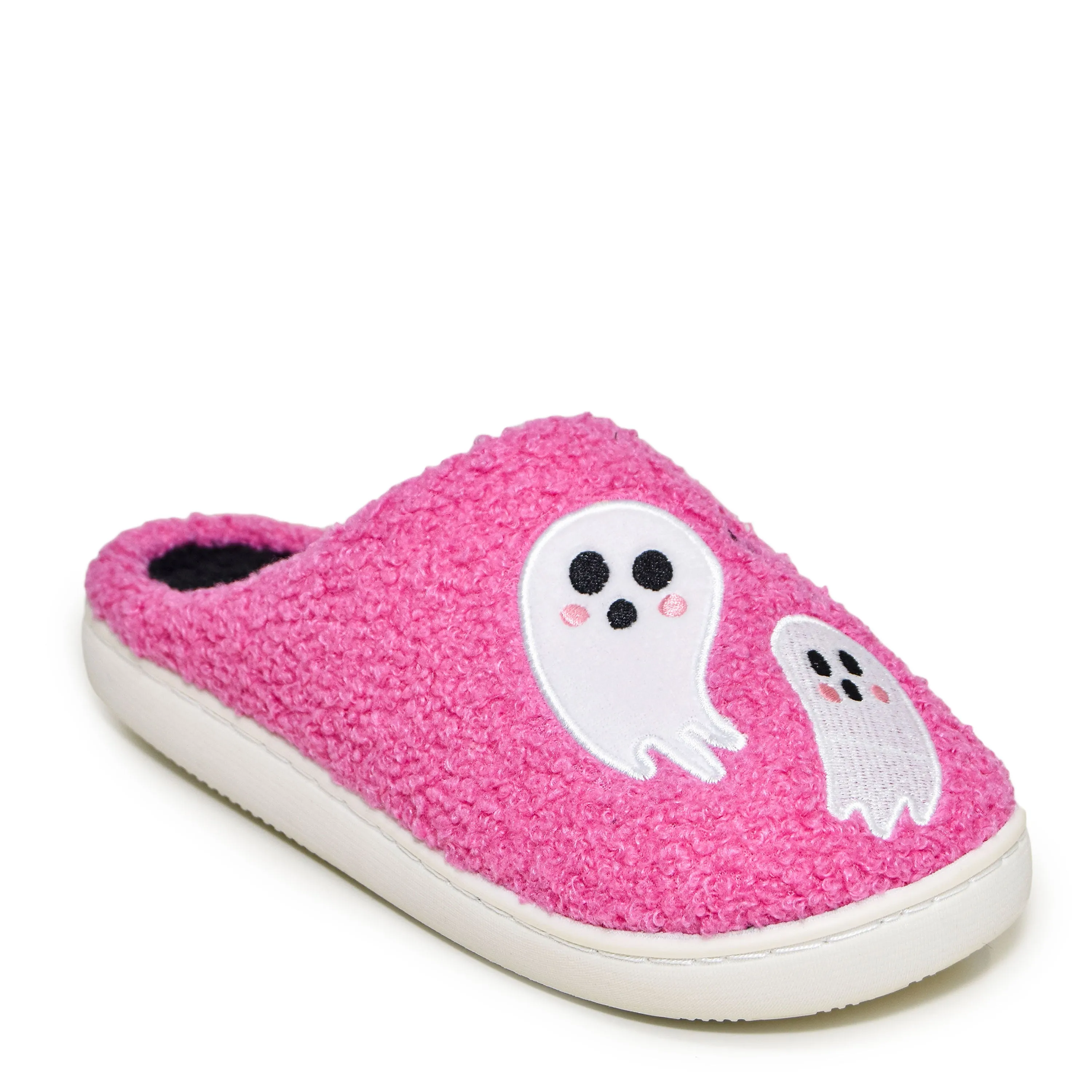 Wild Diva Women's Spooky Halloween Fuzzy Cute Ghosts Closed Toe Slide Slippers Slides