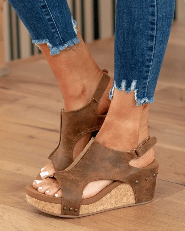 🔥Women's Leather Platform Wedge Orthopedic Sandals